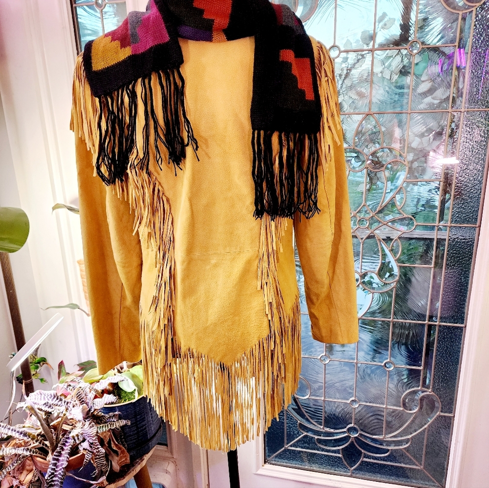 Canyon Creek Vintage Yellow Fringe Leather Jacket - Picture 10 of 15